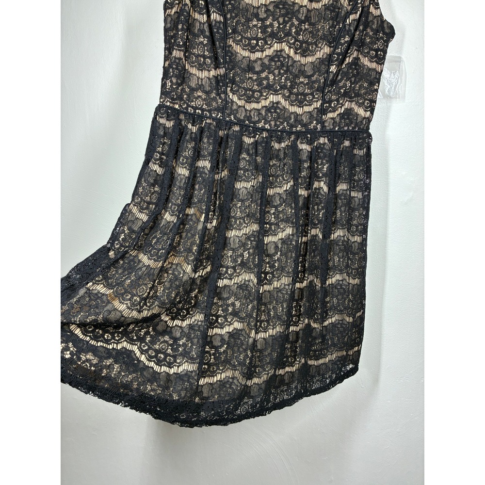 City Triangles Black Lace Nude Lined A Line Dress Keyhole Back Women's XL - Picture 6 of 13